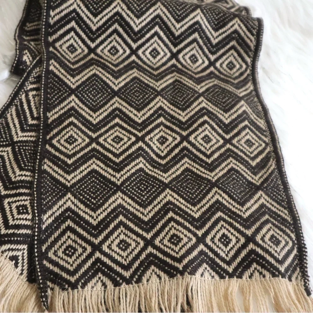 Original Alpaca Wool‎ Blend Scarf Brown & Camel Color Unisex